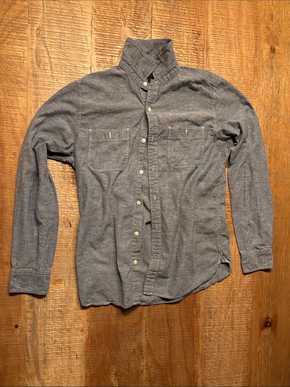 GAP Classic Men's Long-Sleeve Button-Down Shirt in Heather Blue